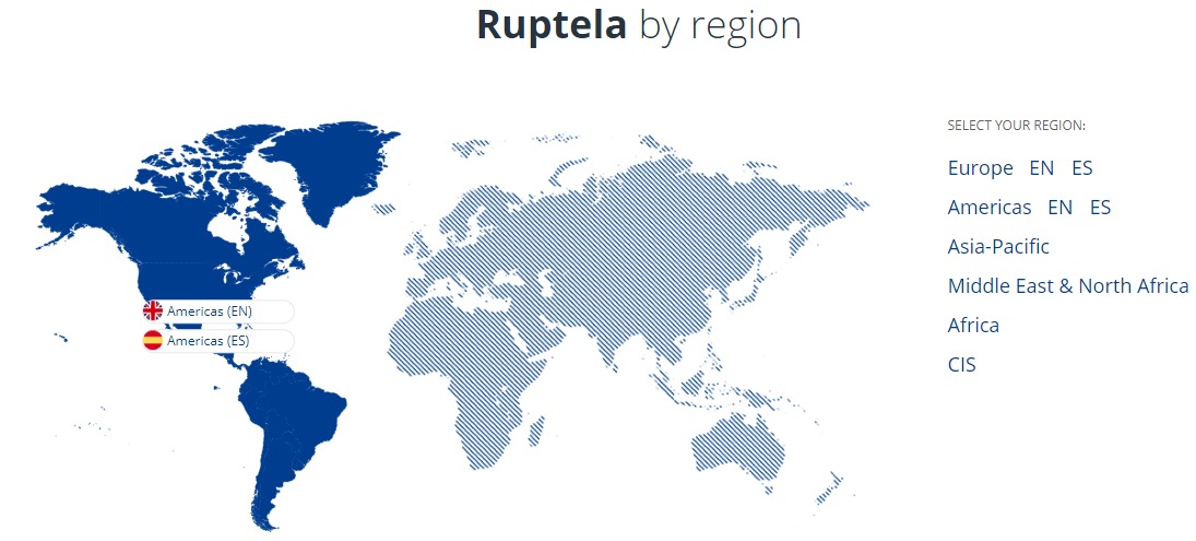 Ruptela regions map